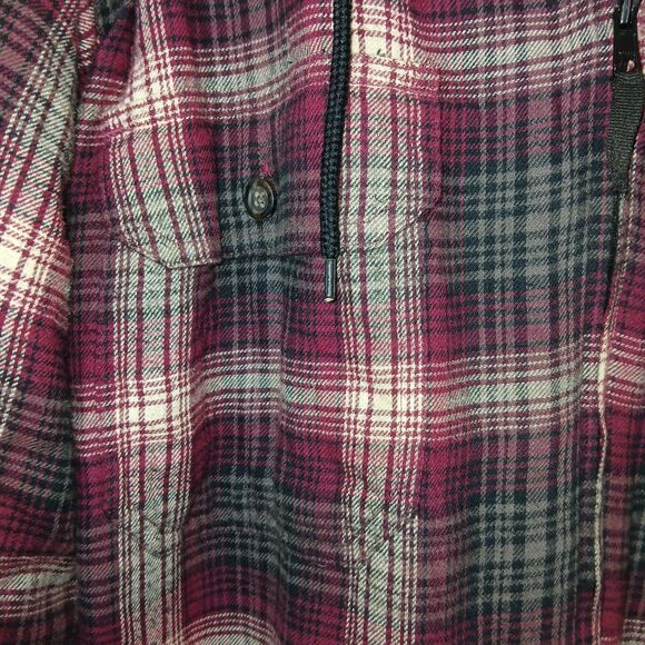 Pre-Owned Puritan Men's M Red Plaid Flannel Fleece Hooded Jacket 100% Cotton - Picture 10 of 16